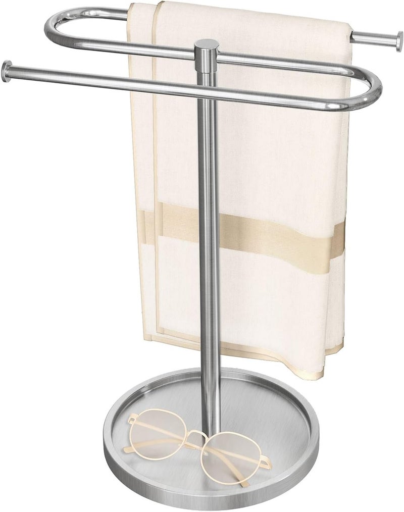 Bethom Hand Towel Holder, Stainless Steel Countertop Towel Stand for Bathroom, S-Shape Free Standing Towel Rack Bar Holds 2 Towels for Kitchen, Brushed Nickel - Image 1